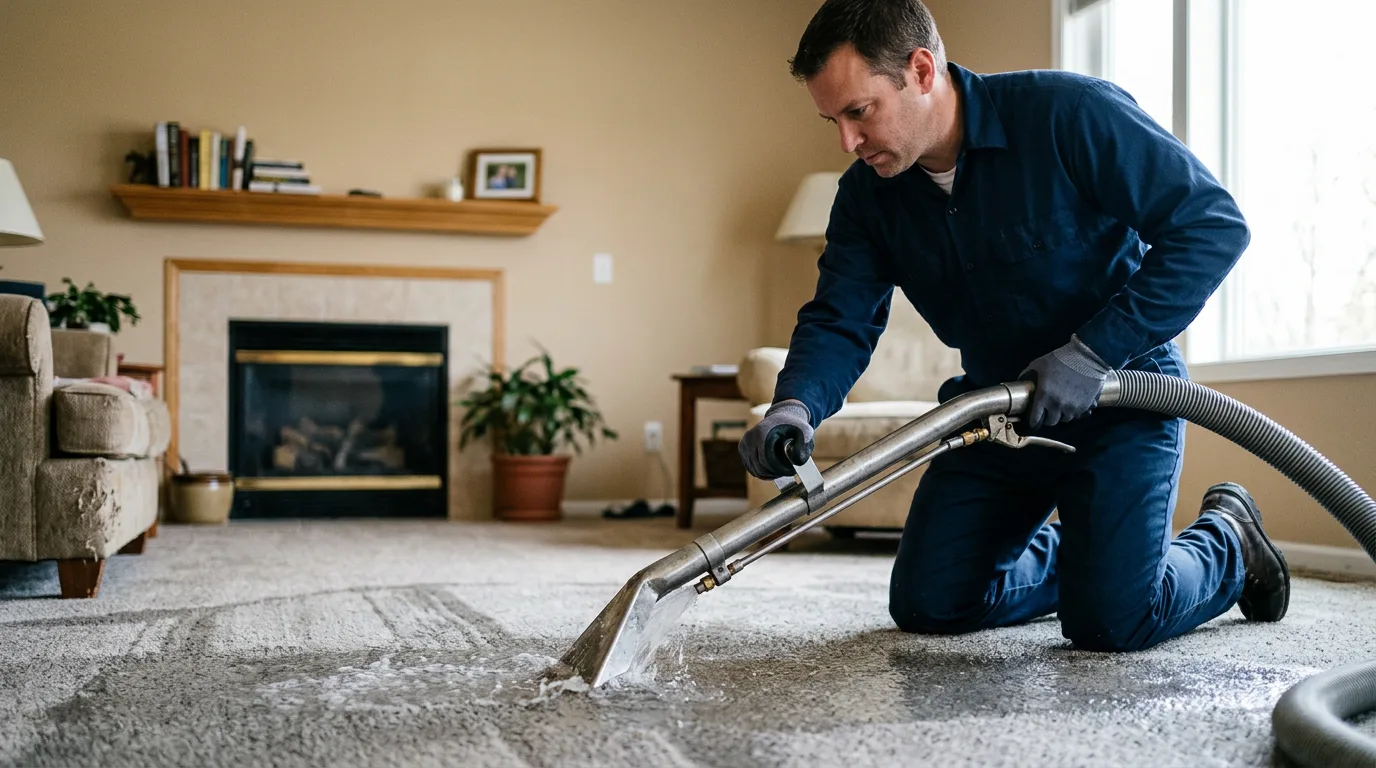 Water damage restoration technician working near Crary, ND